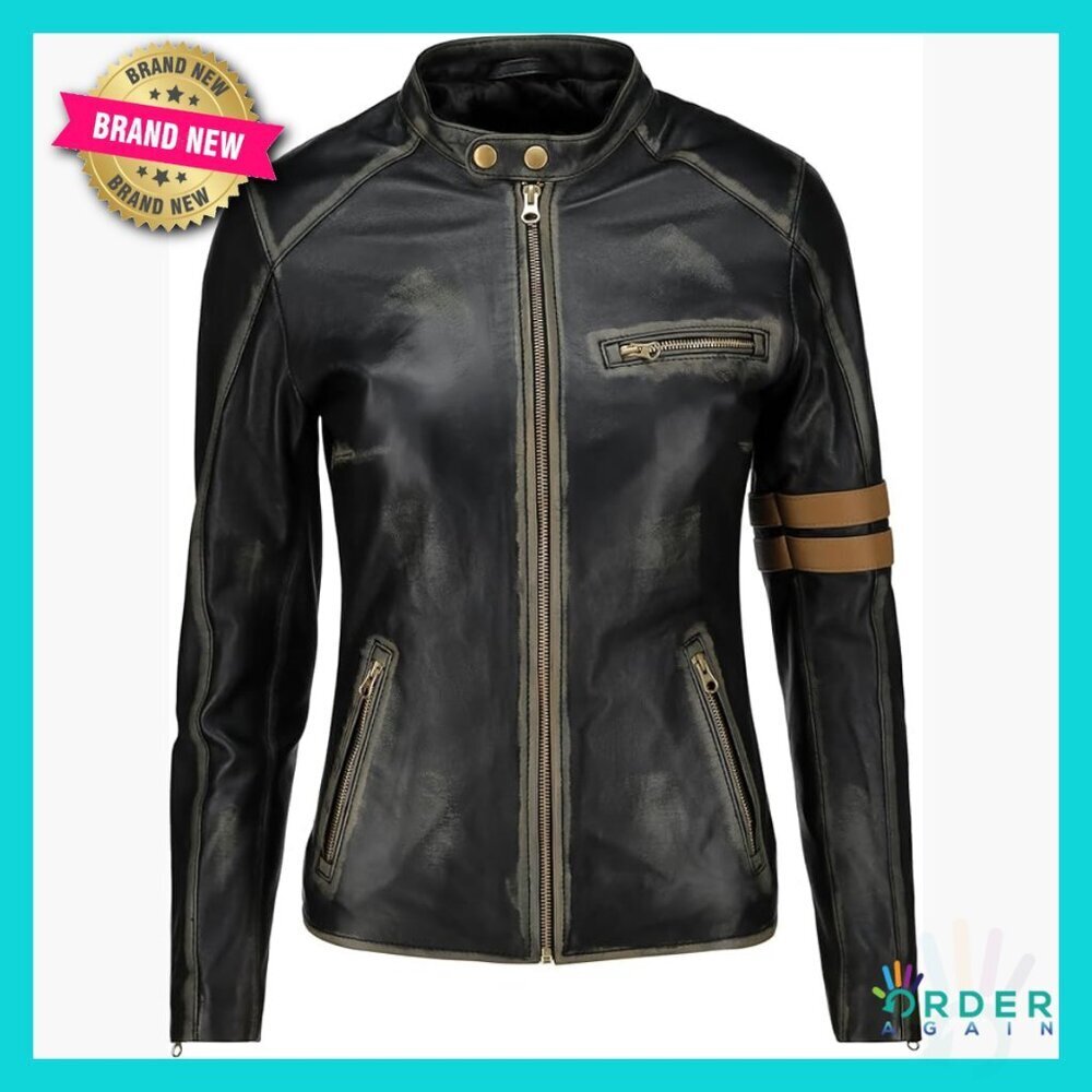 Genuine Leather Moto Jacket Vintage Café Racer Slim Fit Biker Style Chic